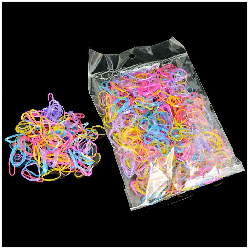 1000Pcs/Bag Disposable Elastics Hair Bands Girls TPU Rubber Ponytail Holder Band - Color 7