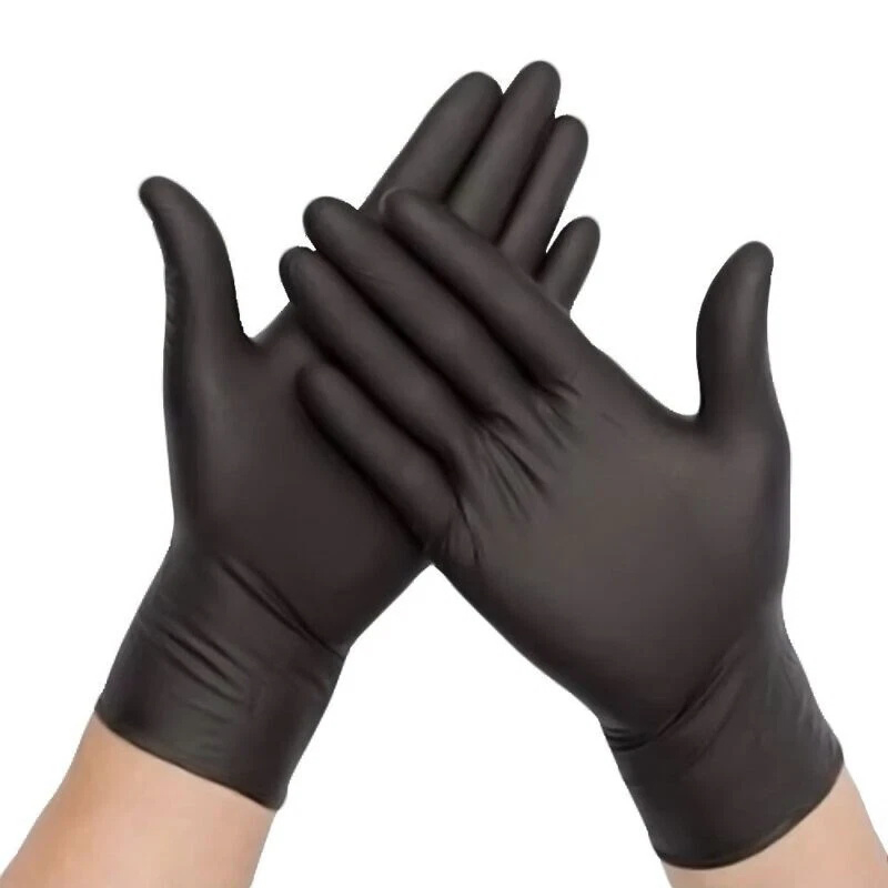100 Disposable Nitrile Gloves Powder Free Latex Free Medical Strong Glove - Black S