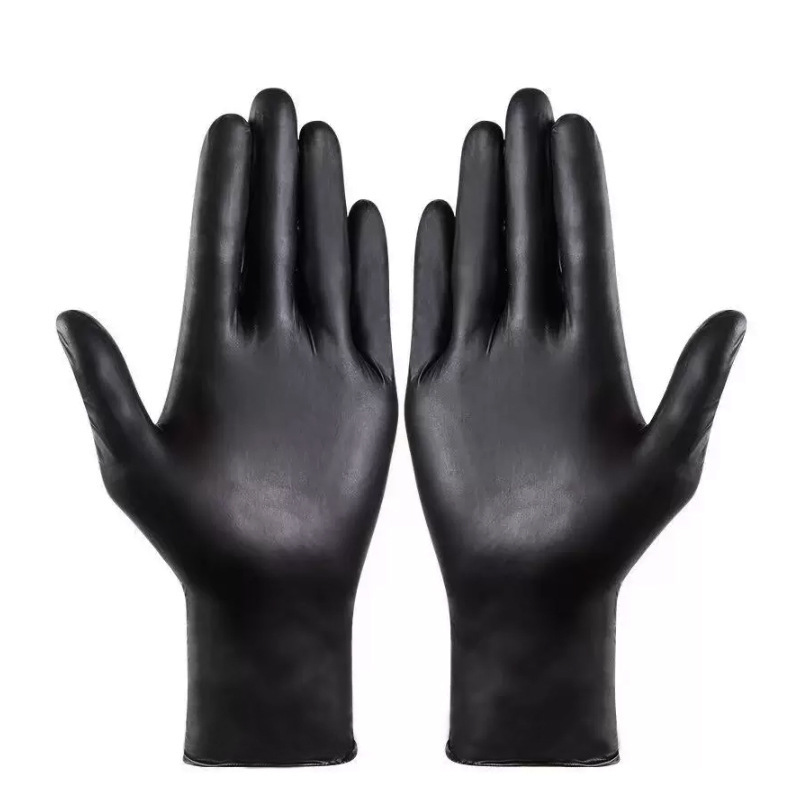 100 Disposable Nitrile Gloves Powder Free Latex Free Medical Strong Glove - Black S