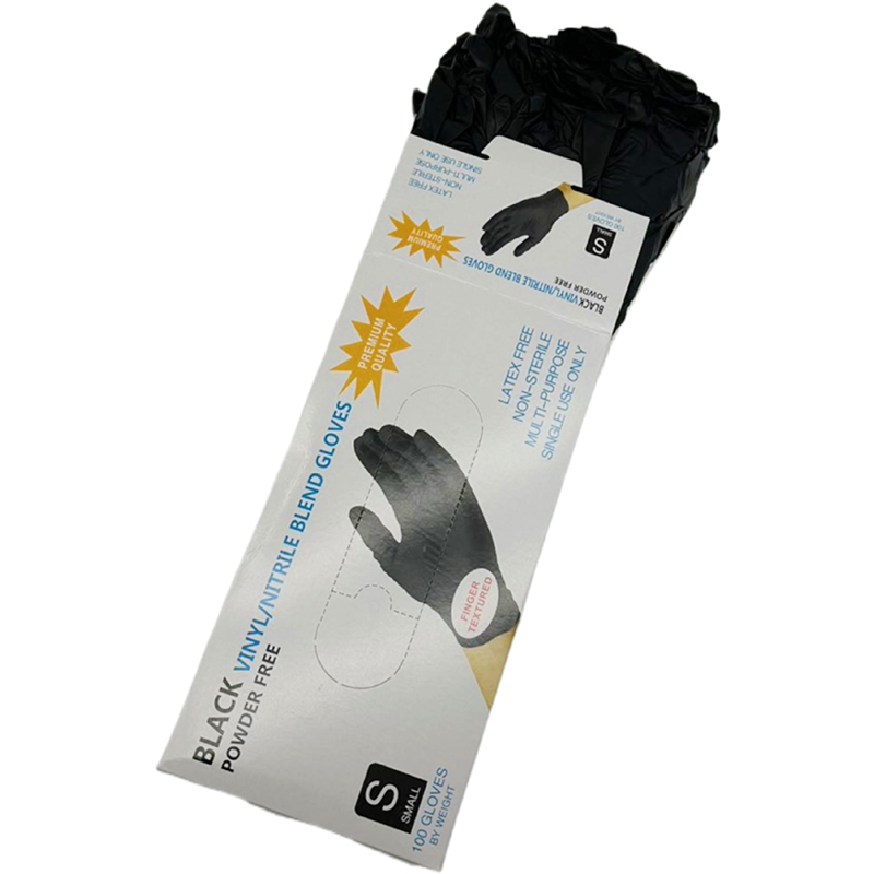 100 Disposable Nitrile Gloves Powder Free Latex Free Medical Strong Glove - Black S
