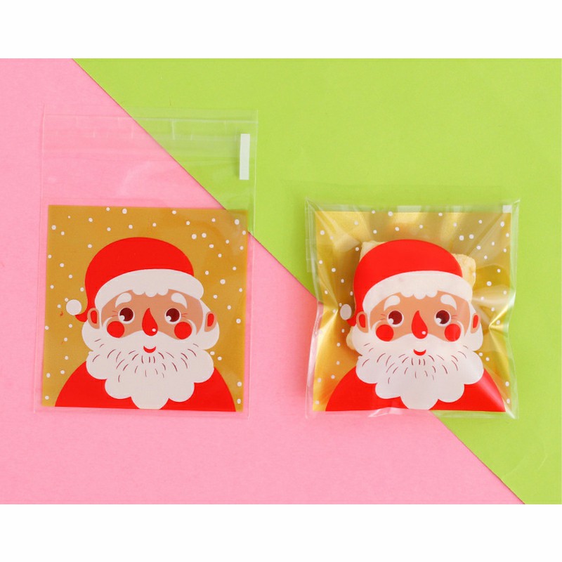 100 pcs Christmas Cellophane Candy Bag Biscuit Cookie Gift Bags - Santa Claus 10x10cm