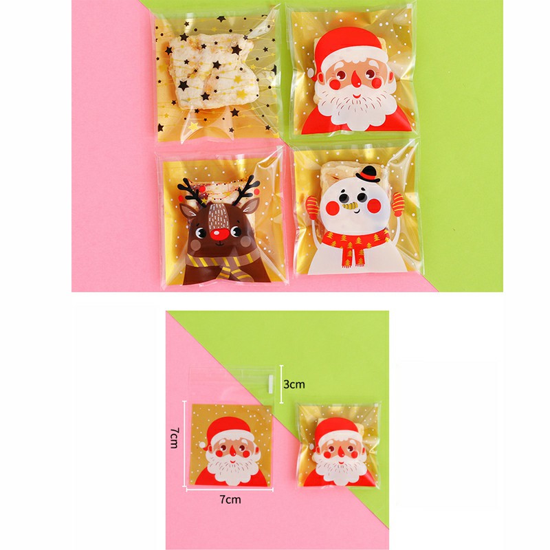 100 pcs Christmas Cellophane Candy Bag Biscuit Cookie Gift Bags - Santa Claus 10x10cm