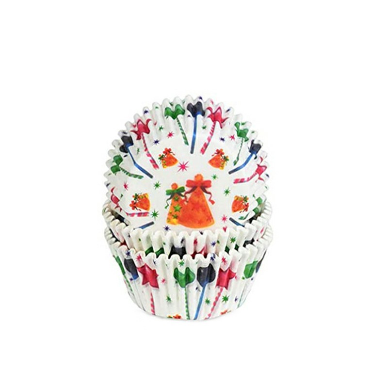 100 pcs Christmas Mini Cupcake Liners Colorful Paper Ideal for Holidays and Parties - Bell