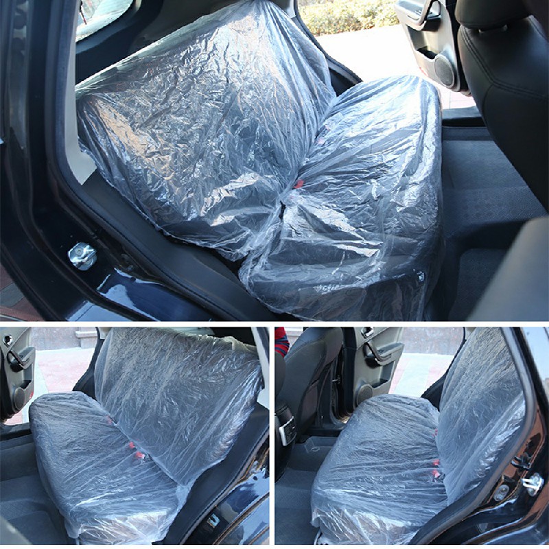 100pcs Disposable Plastic Car Seat Covers Vehicle Cover Valet Protective