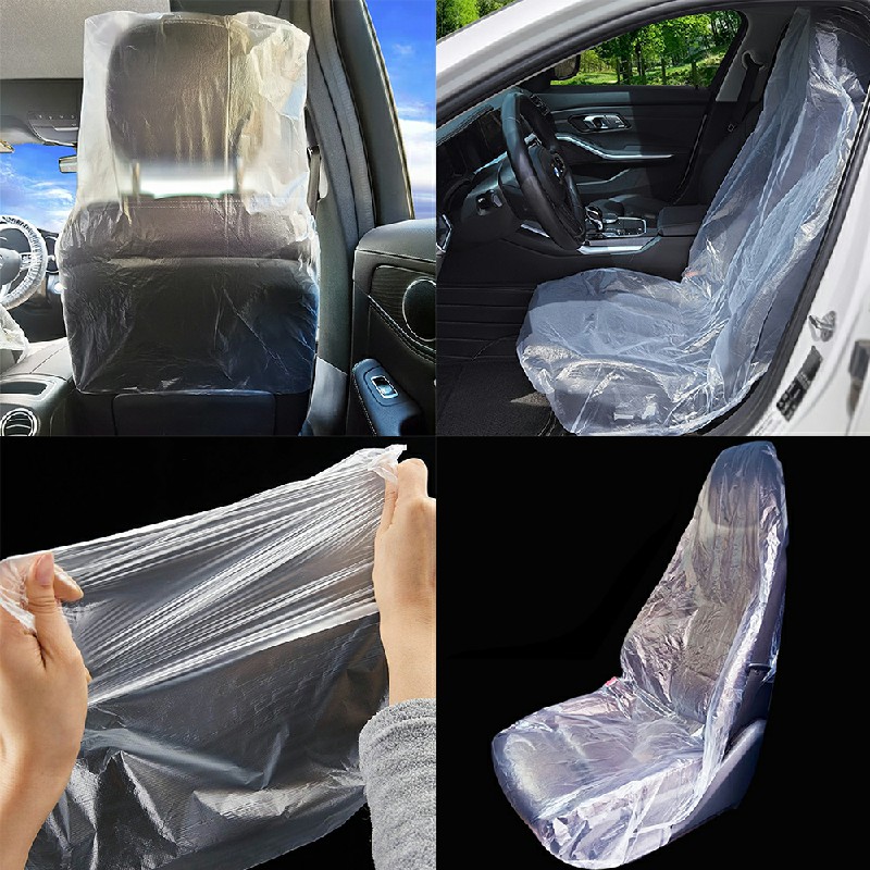 100pcs Disposable Plastic Car Seat Covers Vehicle Cover Valet Protective