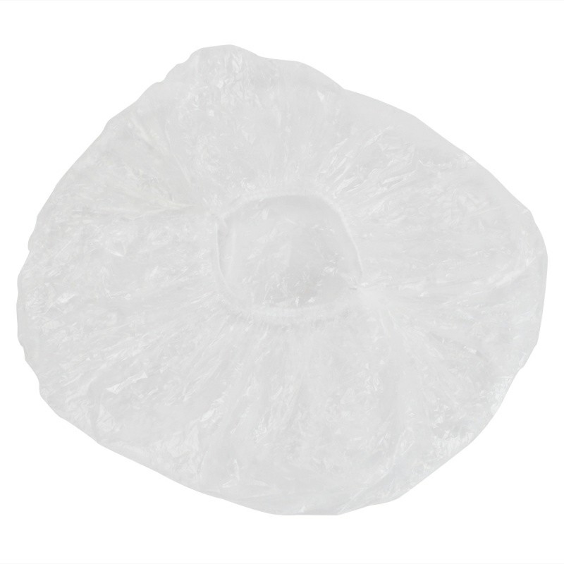 100PCS Elastic Clear Bathing Hair Care Protector Hat Disposable Shower Cap - Transparent