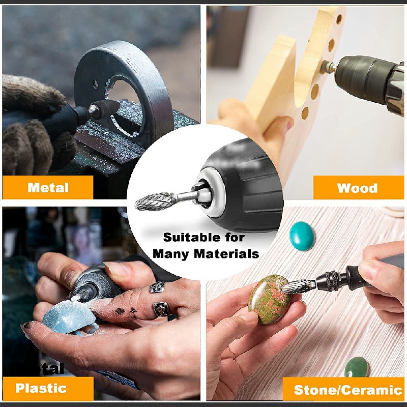 10 pcs Rotary Burr Bit Tungsten Carbide Point Die Grinder Shank Carving Set Tools