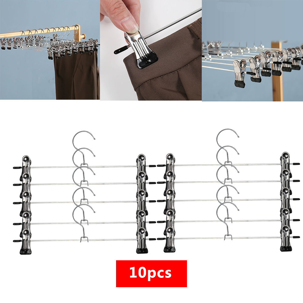 10 PCS Strong Metal Clips Hangers Clothes Coat Rack, Black