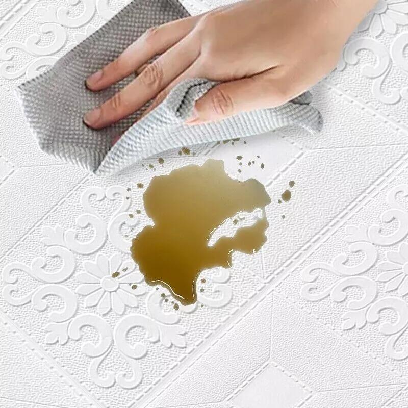 10pcs 3D Tile Brick Wall Sticker Waterproof Foam Panel Self-adhesive Wallpaper - Grey