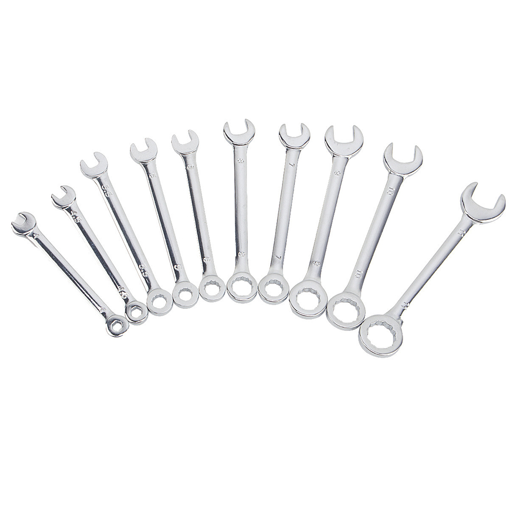 10PCS Combination Spanner Set Small Spanners Set Mini Wrench Sets 4mm to 11mm Open End and Box End Wrenches Steel Spanners