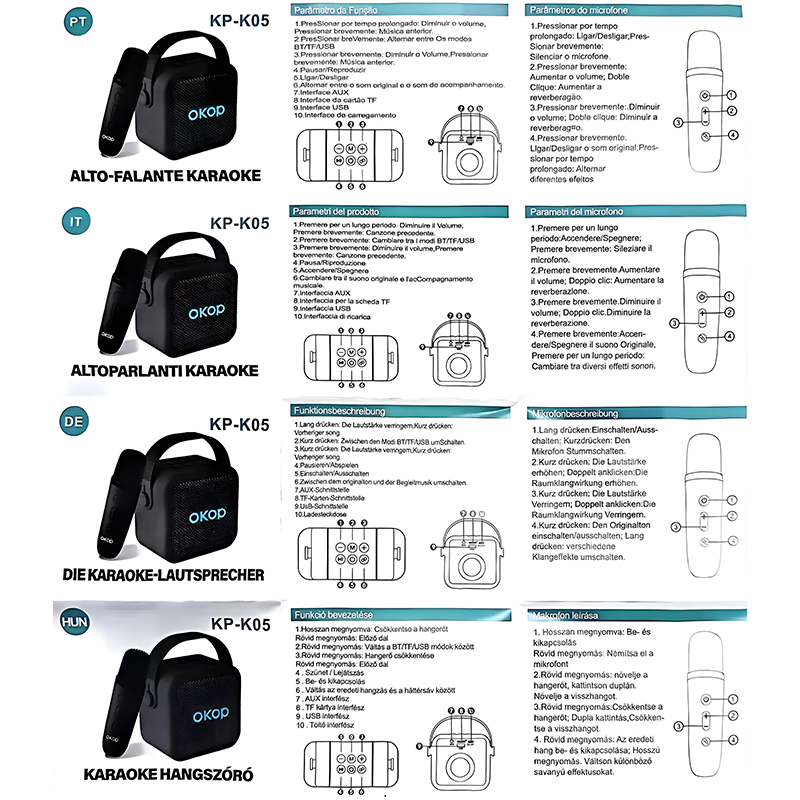 1200mah Portable  Kids Mini Karaoke Machine Karaoke Speaker - White