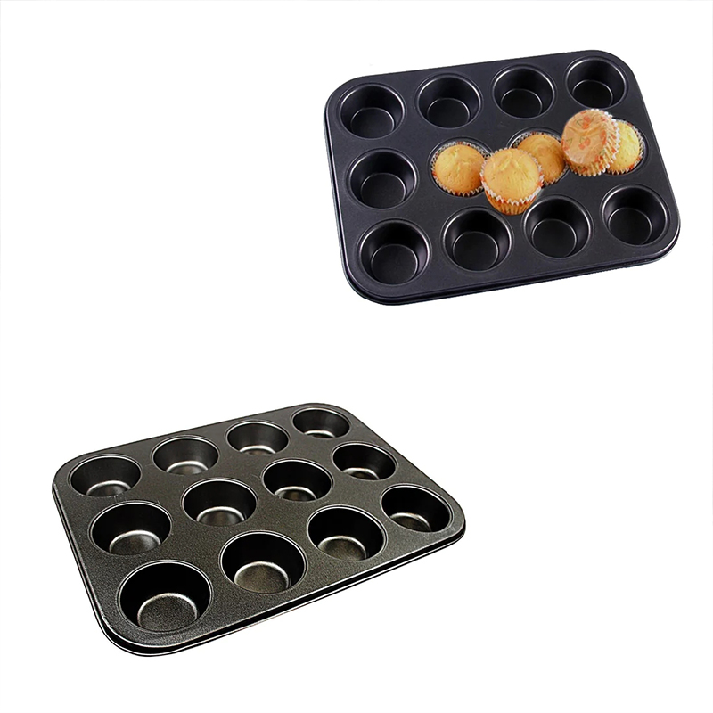 12 Cup Pan Muffin Cupcake Tray Non Stick Moulds Baking Trays Bake Tins