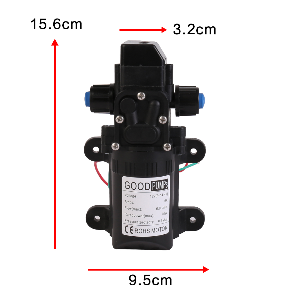 12V High Pressure Water Pump Diaphragm Self Priming 6L/Min RV Caravan