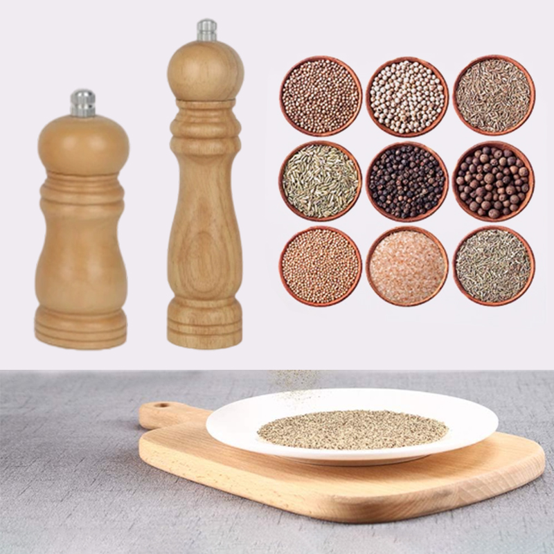 16cm Wooden Salt and Pepper Grinder Herb Mill Spice Grinder for Kitchen Restaurant