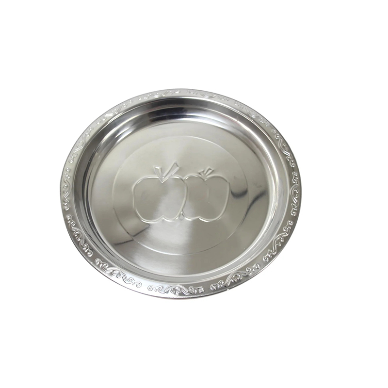 17 Inch Steel Serving Platter Plate Apple Pattern Food Dish Plate Polish Platter 45cm for Fruits Dessert Meat Sushi