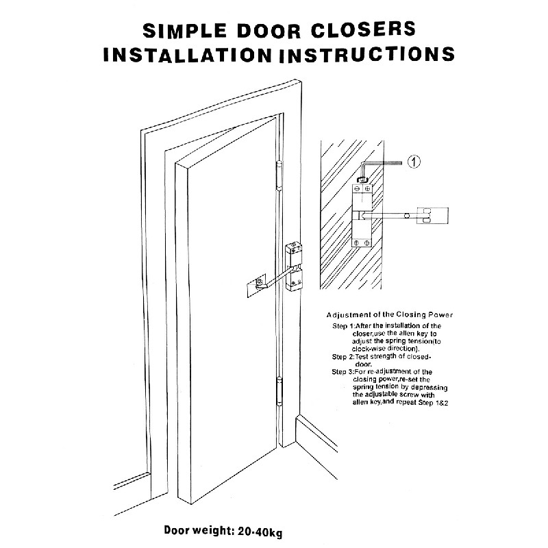 180 Degree Mounted Non-Handed Safety Spring Door Closer