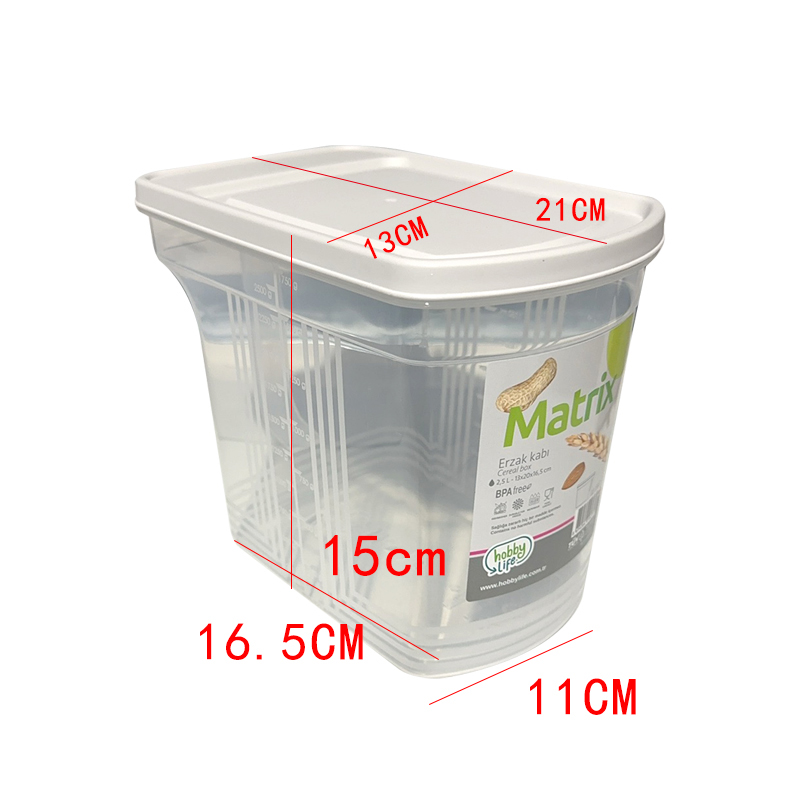 2.5 LTR Matrix Cereal  Box With With Handle Plastic Storage Container