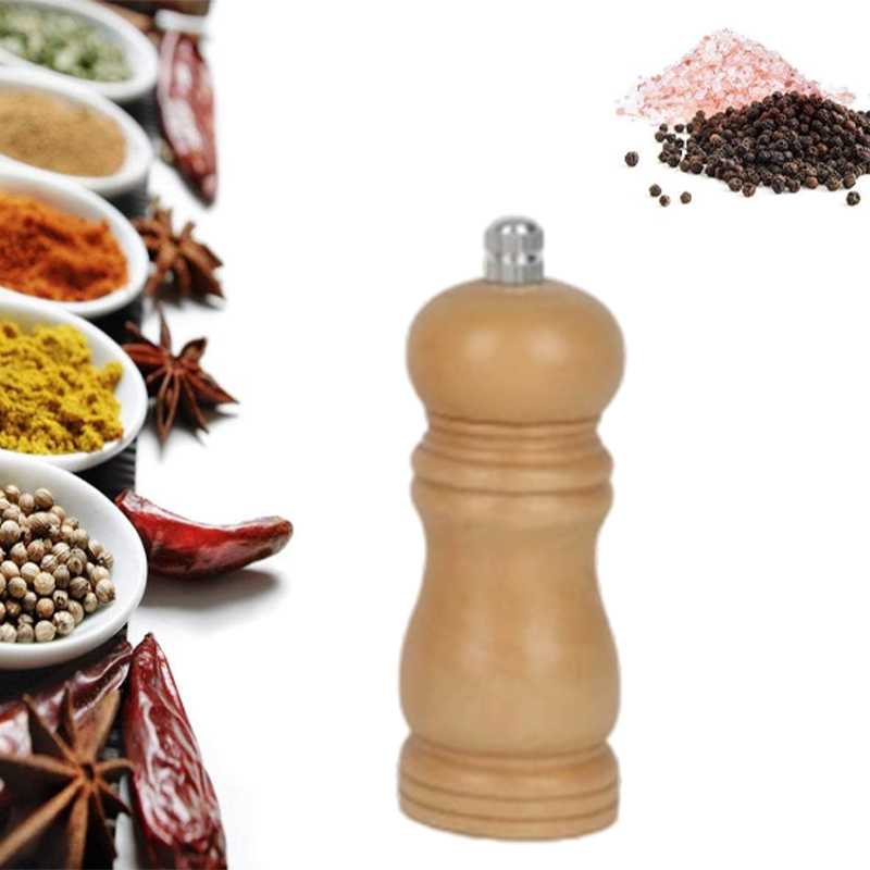21cm Wooden Salt and Pepper Grinder Herb Mill Spice Grinder for Kitchen Restaurant