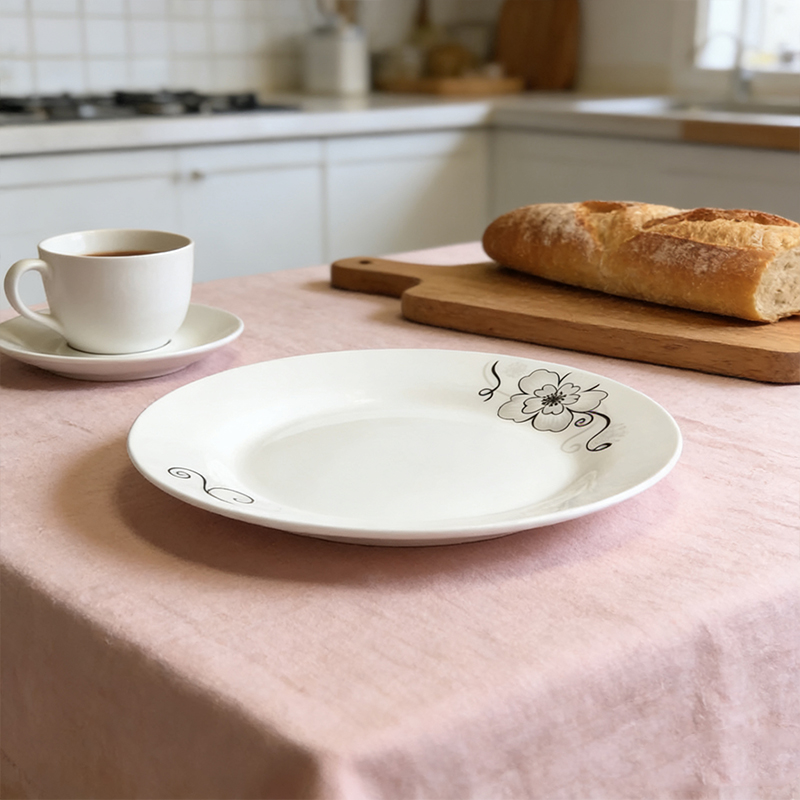 23cm White Floral Design Plate Dining Salad Dessert Plate