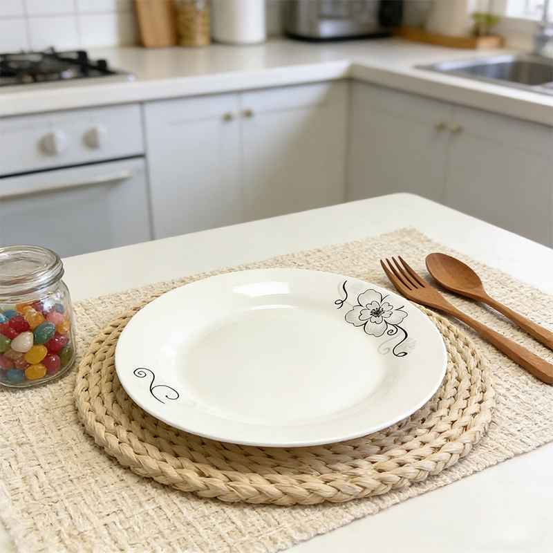 23cm White Floral Design Plate Dining Salad Dessert Plate