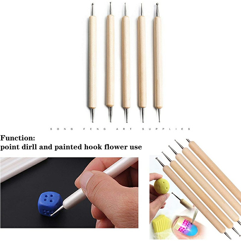24 pcs Polymer Clay Tools Ball Stylus Dotting Tools Combinations - Green