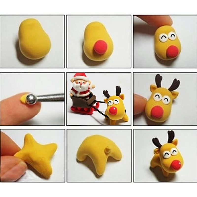 24 pcs Polymer Clay Tools Ball Stylus Dotting Tools Combinations - Green