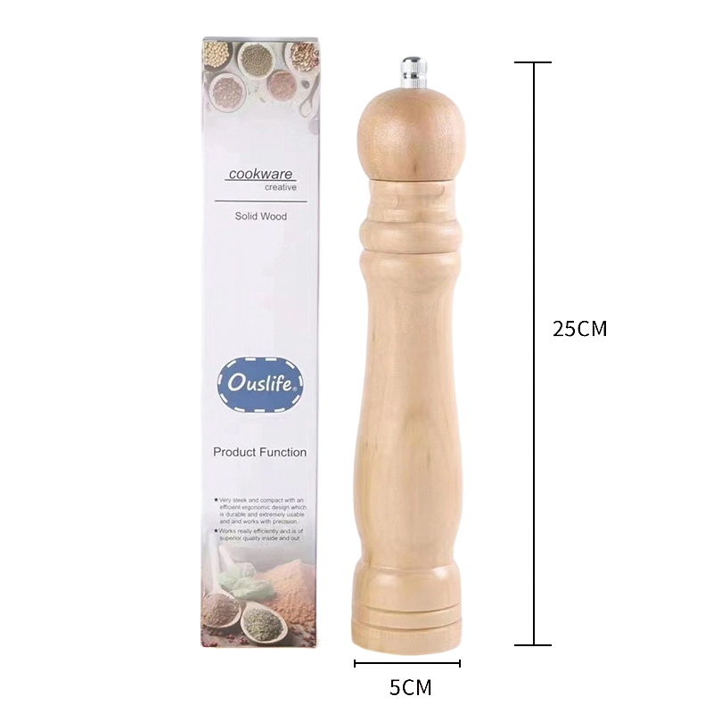 25cm Wooden Salt and Pepper Grinder Herb Mill Spice Grinder for Kitchen Restaurant