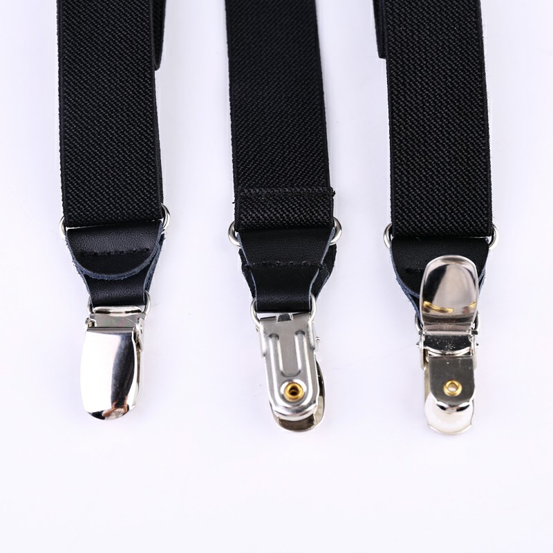 25mm Wide Heavy Duty Suspenders Adjustable Unisex Trousers - Black