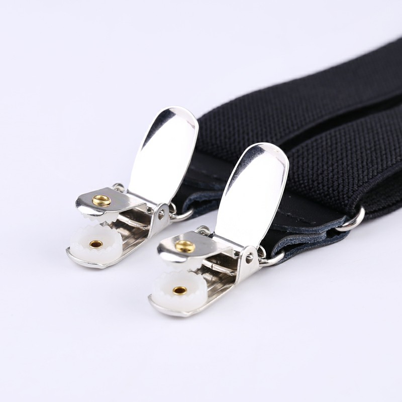 25mm Wide Heavy Duty Suspenders Adjustable Unisex Trousers - Black