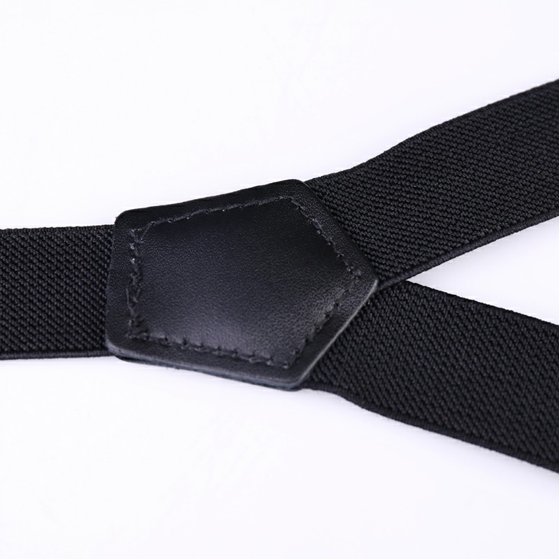 25mm Wide Heavy Duty Suspenders Adjustable Unisex Trousers - Black