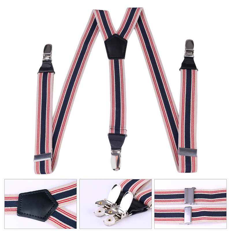 25mm Wide Heavy Duty Suspenders Adjustable Unisex Trousers - Black D20