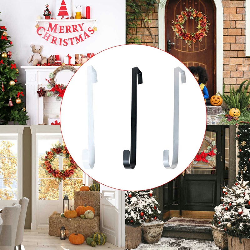 28cm Door Wreath Hanger Christmas Hook Xmas Decoration - Silver
