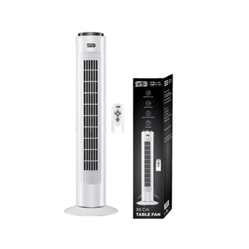 29 Inch Tower Fan with Remote 220 - 240V White