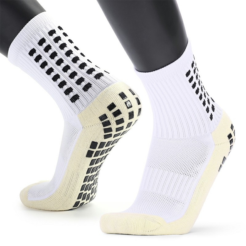 2 Pairs Men Anti Slip Football Socks Sport Socks Athletic Long Socks - White