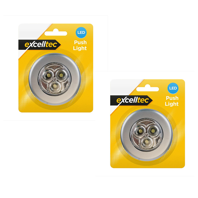 2 Pcs LED Touch Push On Off Light Self Stick On Click Battery Button Light