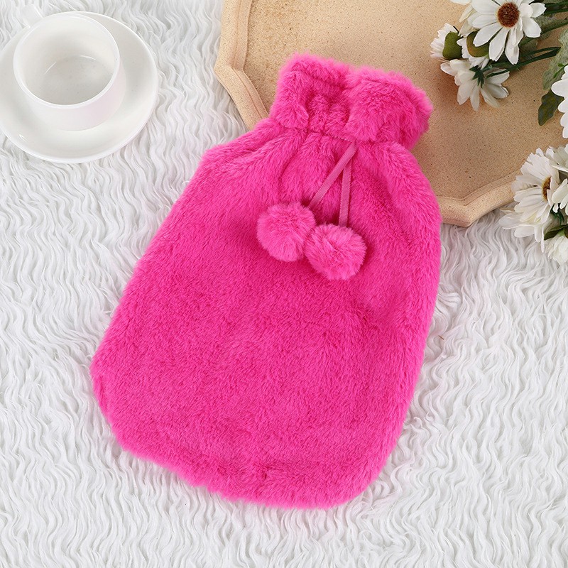 2L Large Hot Water Bottle Quality Hot Water Bottles Body Warmer Hand Warmer with Soft Warm Plushy Cover - Rose Red