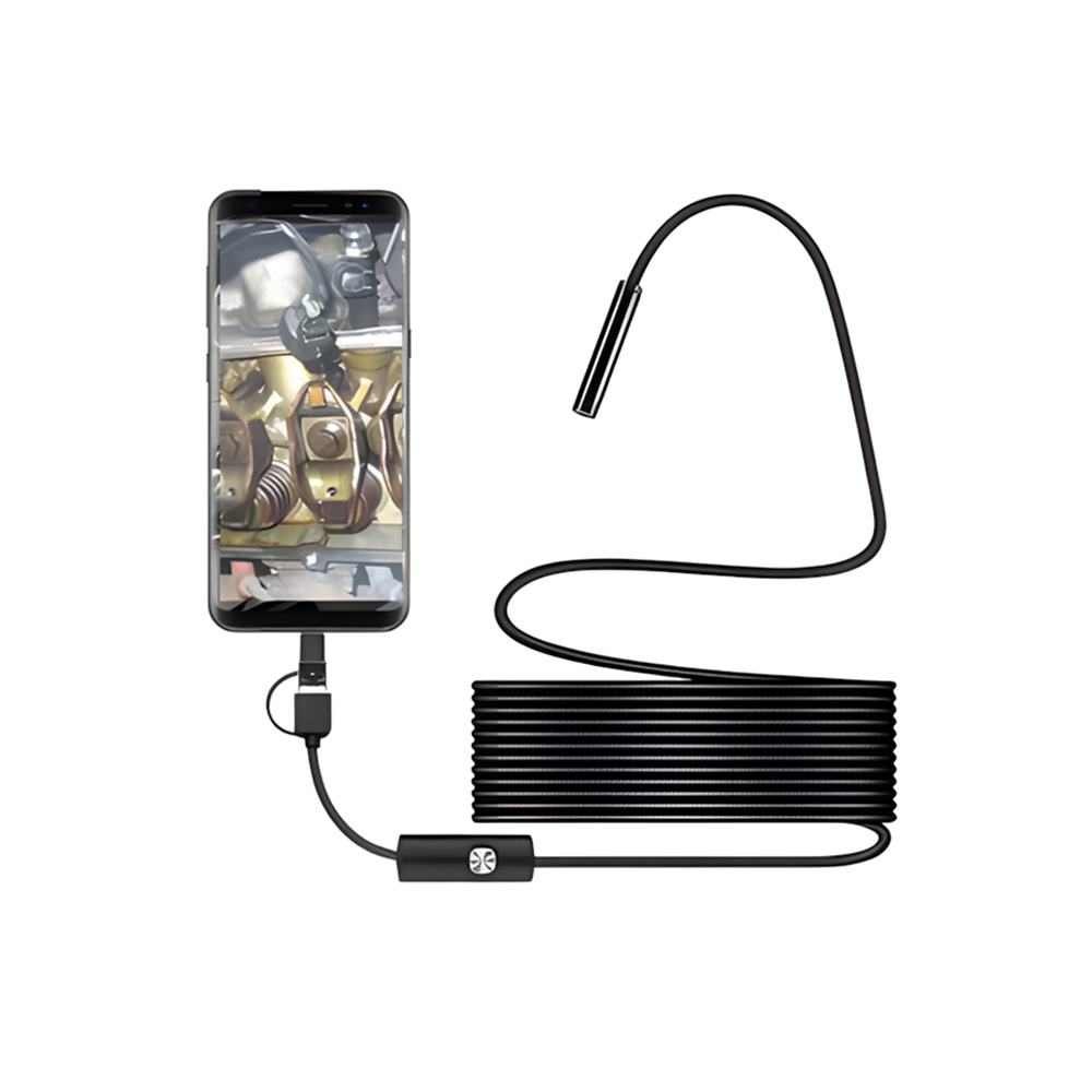 2m Endoscope Camera with Light 3 in 1Borescope with 6 Adjustable LED Lights IP67 Waterproof Snake Inspection Camera for Android Phone