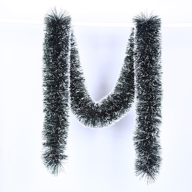 2M Luxury Christmas Tree Garland Dark Green Tinsel with Coloured Ends