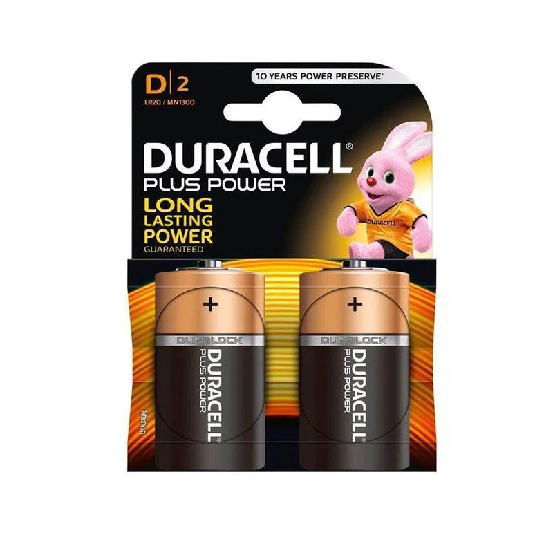 2pcs Duracell D Batteries Plus Power Non Rechargeable