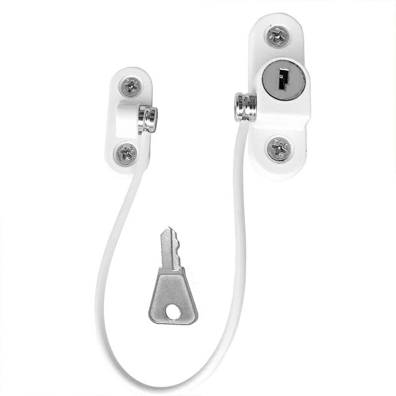 2x White Window Door Cable Restrictor Ventilator Child Safety Security Lock - White