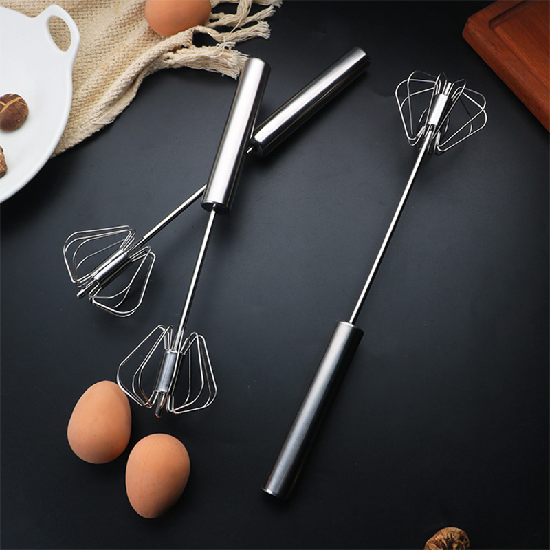 Min Order 2pcs - 30 cm Metal Hand Press Egg Whisk Beater Rotary Whisk Blender