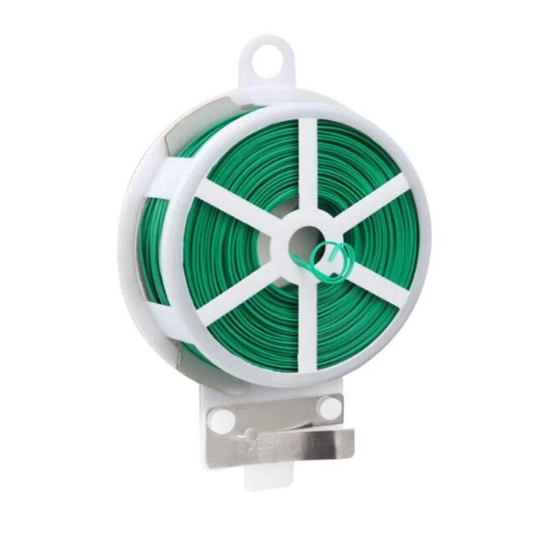 30m Green Twist Tie Plastic Coated Garden Wire with Cutter