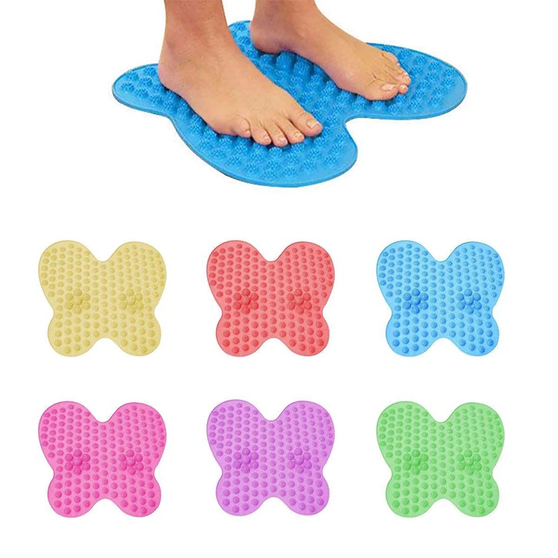 36.5cm Massage Reflexology Mat Washable Foot Pain Relief Mat Butterfly Shape - Random Colour