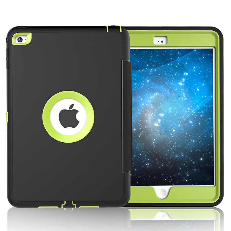 3 Layers PU Protective Case Auto Sleep Wake Folio Stand for iPad Mini 4 - Green