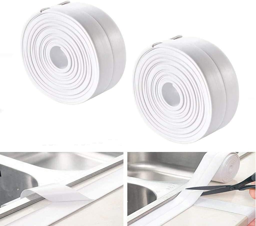 3 Rolls Sealant Tape Self Adhesive Caulk Strip for Bathroom Kitchen - White