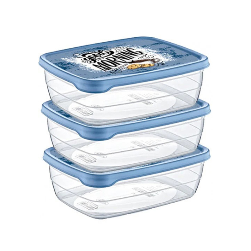 3PCS 1.2L Rectangular Plastic Food Storage Container for Home Kitchen Random Colours