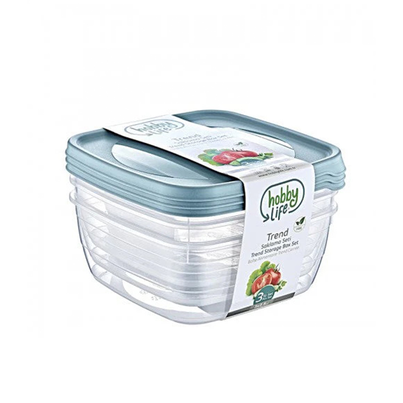 3PCS 2.5L Square Plastic Food Storage Container for Home Kitchen Random Colours