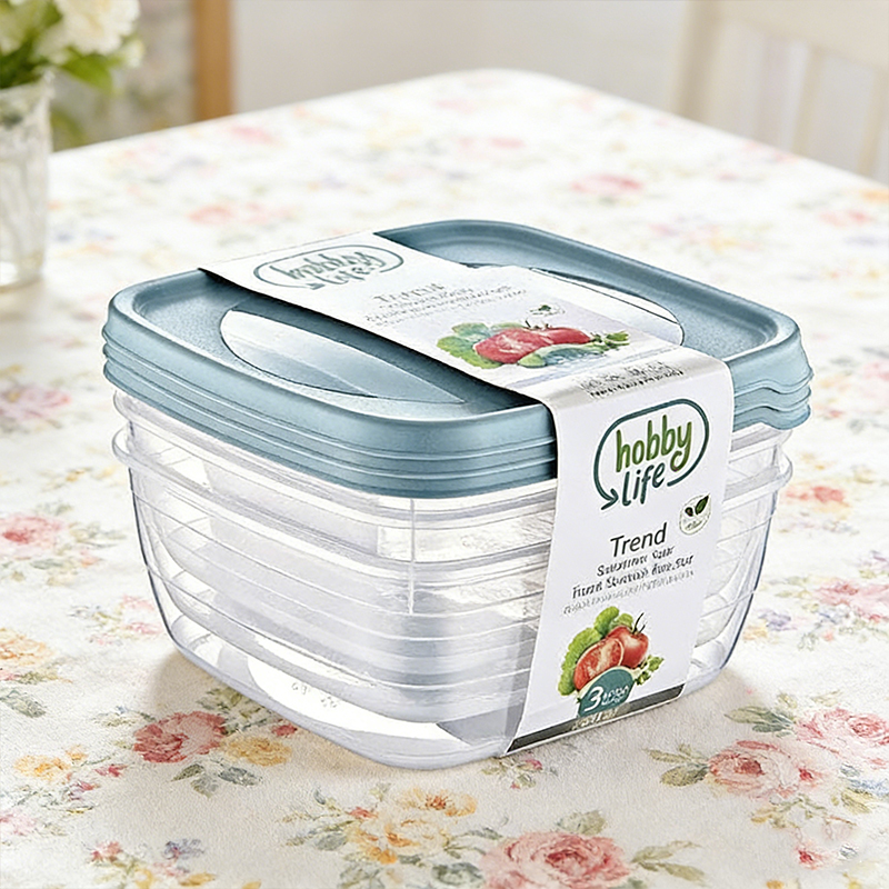 3PCS 2.5L Square Plastic Food Storage Container for Home Kitchen Random Colours