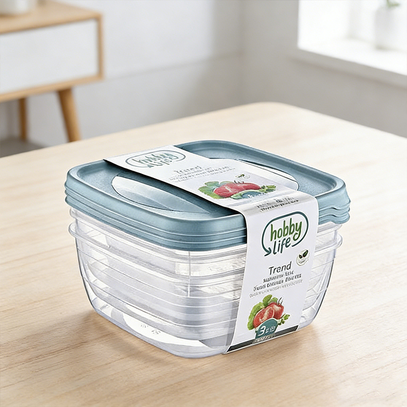 3PCS 2.5L Square Plastic Food Storage Container for Home Kitchen Random Colours