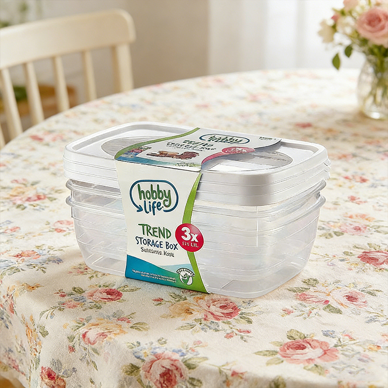 3PCS 2L Rectangular Plastic Food Storage Container for Home Kitchen Random Colours